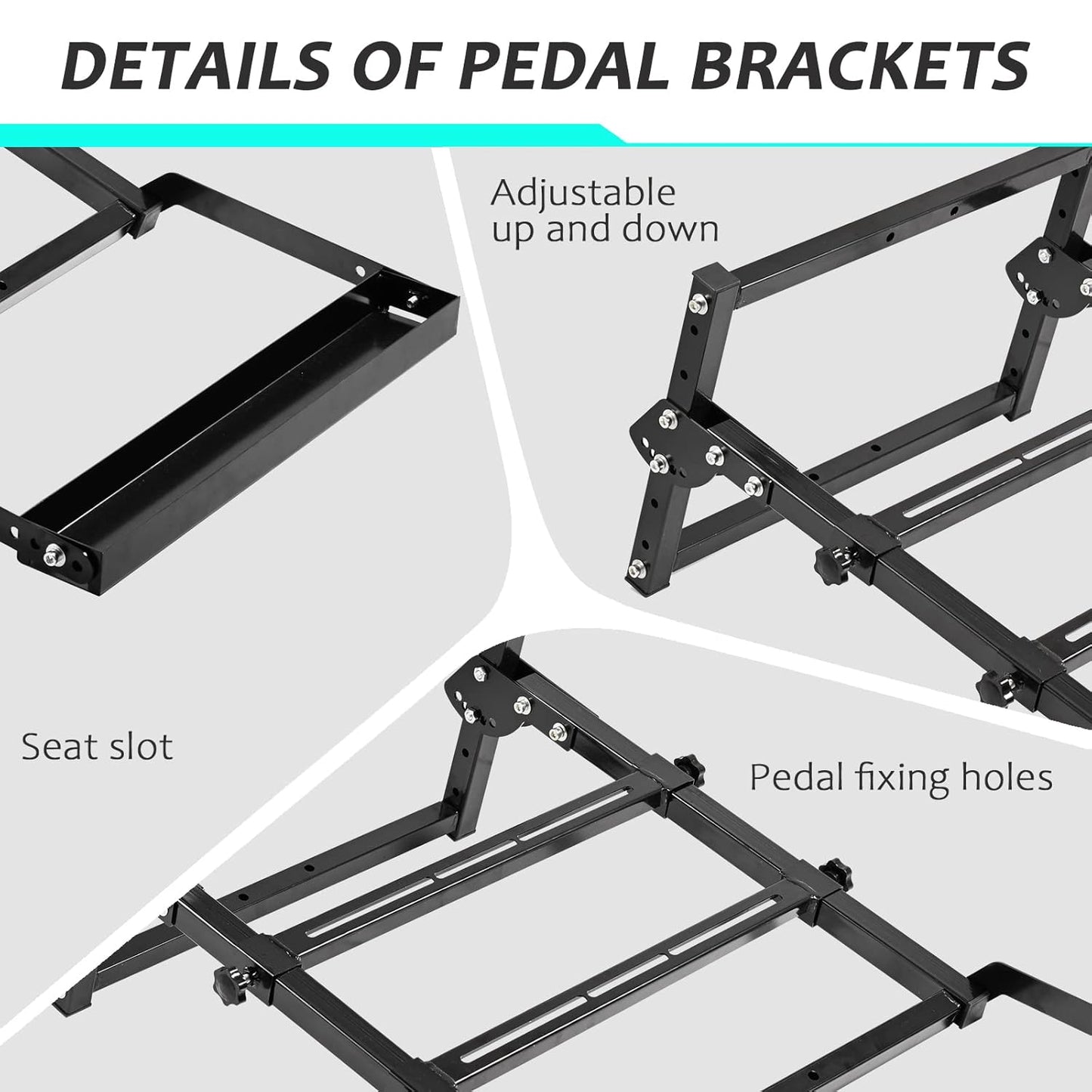 Gazzyt Flight Racing Pedal Stand Fits for Logitech,Thrustmaster, Fanatec G27 G29 G920 T248 Pedals Foldable Game Pedal Bracket(Only Included Pedal Stand)