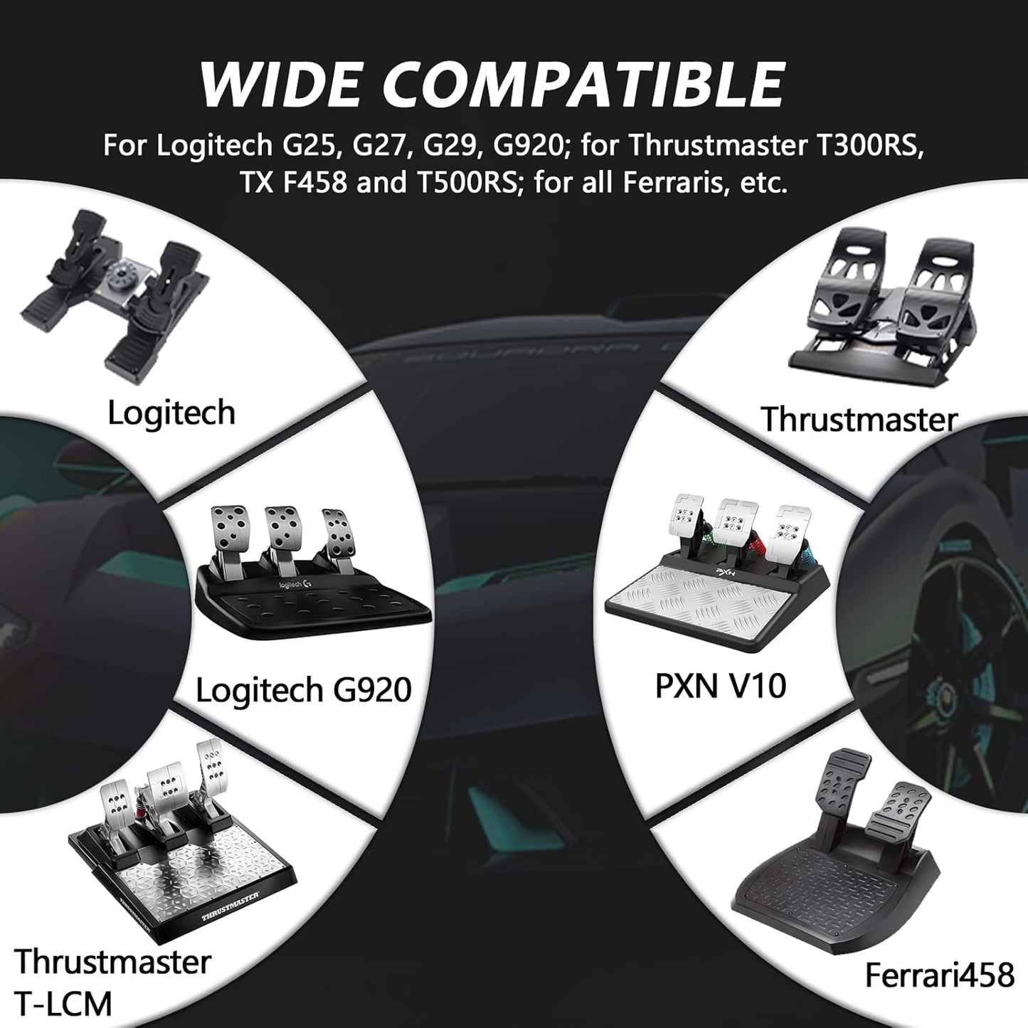 Gazzyt Flight Racing Pedal Stand Fits for Logitech,Thrustmaster, Fanatec G27 G29 G920 T248 Pedals Foldable Game Pedal Bracket(Only Included Pedal Stand)