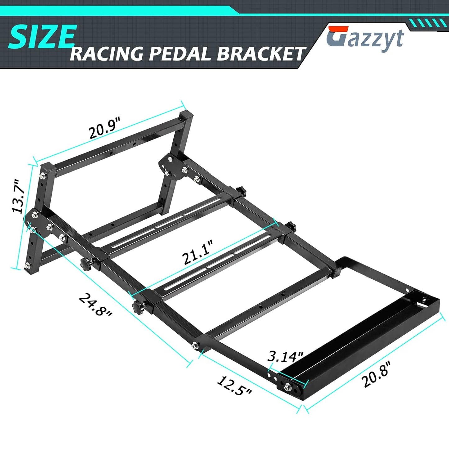 Gazzyt Flight Racing Pedal Stand Fits for Logitech,Thrustmaster, Fanatec G27 G29 G920 T248 Pedals Foldable Game Pedal Bracket(Only Included Pedal Stand)