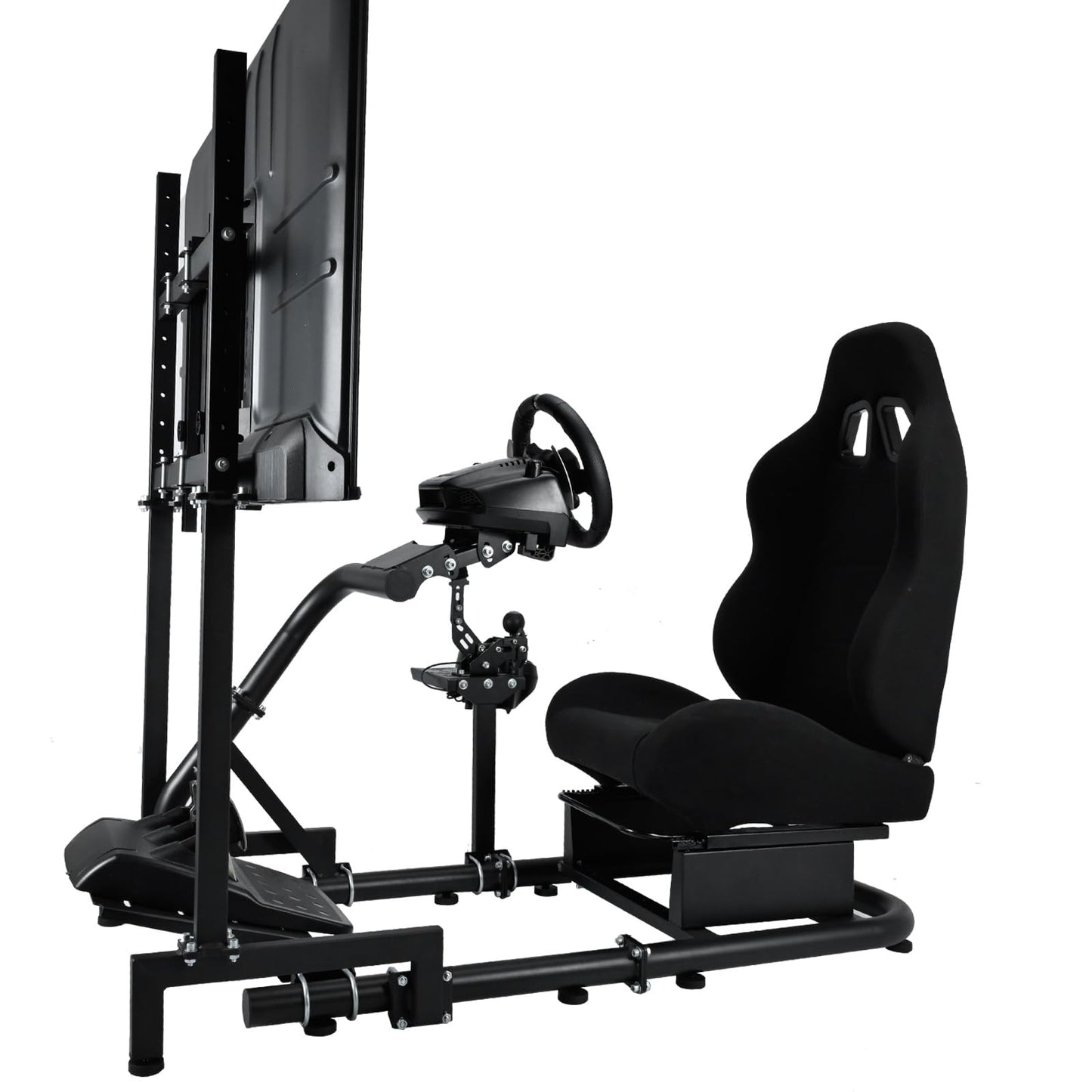 Racing Simulator Cockpit Stand with Monitor Stand Black Seat fit for G29 G27 G920 G923 Thrustmaster Fanatec Racing Wheel Frame TV&Shifter&Wheel&Pedals Not Included
