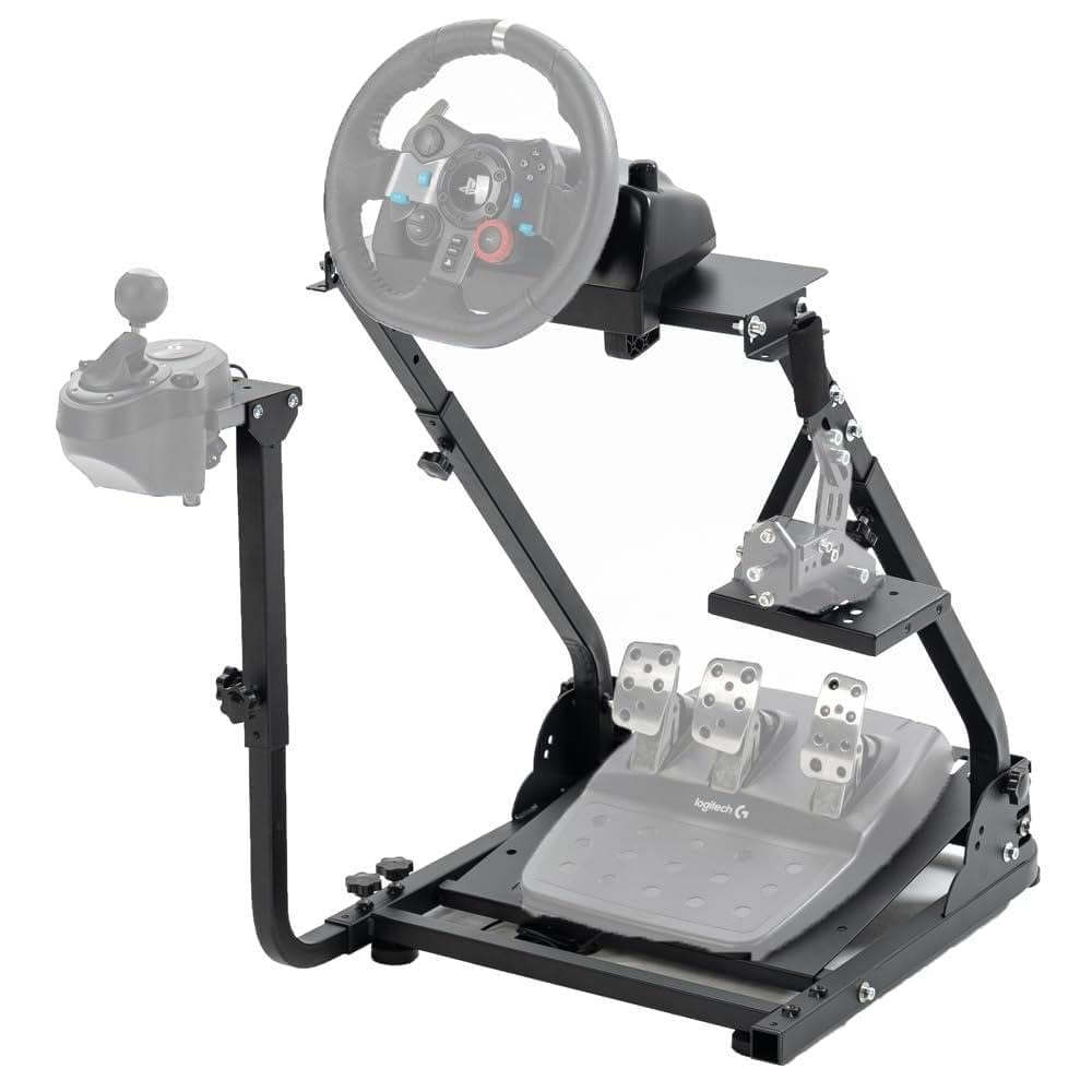 G920 Racing Steering Wheel with Double Shifter Foldable Fit for Logitech,Thrustmaster G29,G923,T150,T248 Wheel Stand Frame Driving Mount without Wheel Shifter and Pedal
