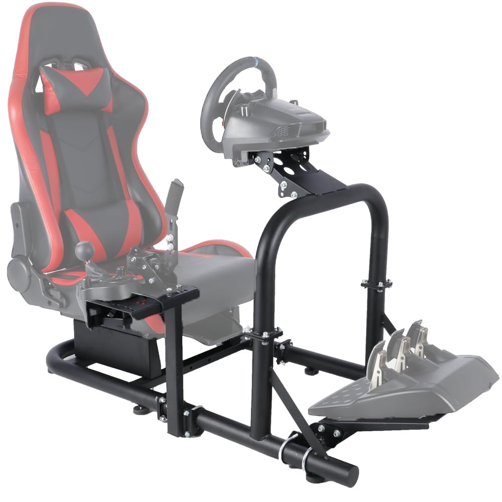 Racing Simulator Cockpit Vertical Structure 50mm Round Tube fit for Logitech,Thrustmaster,Fanatec,Moza G25 G27 G29 G920 T248 Adjustable without Wheel,Pedal,Shifter,handbrake,Seat