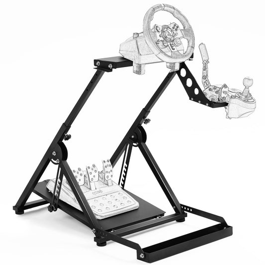 Foldable Racing Steering Wheel Bracket X-shaped Structure Large Panel Stabilizer Mount Fits for Logitech, Thrustmaster, Fanatec G29/G920/G923/G PRO T128 T248 T458 Not Including Gaming Device