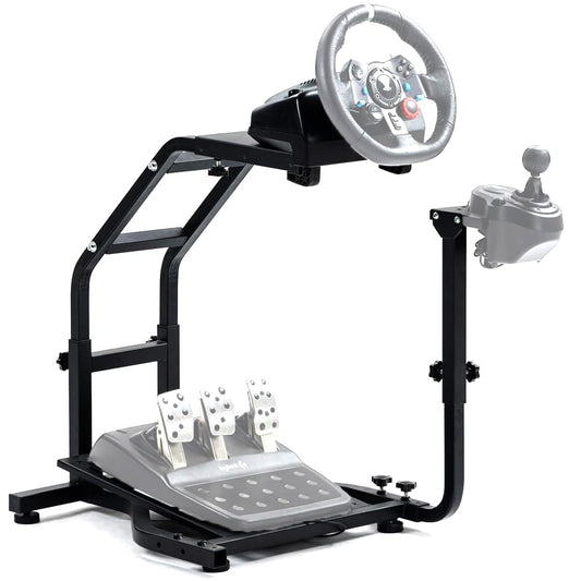 Racing Simulator Cockpit Large Footprint fit for Logitech,Thrustmaster G25 G27 G29 T128X T248 Adjustable Steering Wheel Stand Gaming Steering Wheel Bracket Wheel Shifter,Pedals Not Inclued