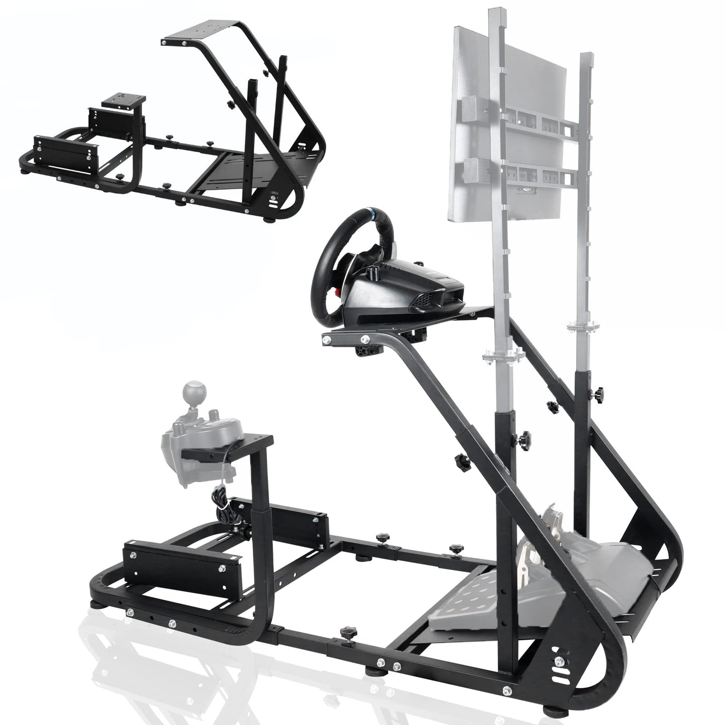 Racing Simulator Cockpit 30mm Square Tube Fit for Logitech,Thrustmaster,Fanatec G29 G920 G923 Adjustable Driving Mount without Wheel Pedal Shifter Monitor Stand,TV