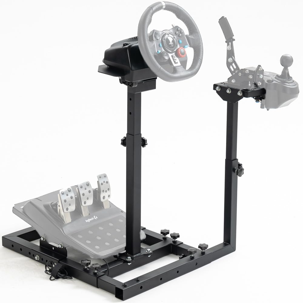 Flight Racing Wheel Stand 40mm Square Tube Fit for Logitech, Thrustmaster,Fanatec G29 G920 G923 T150 T248 T300 X52 X56 Adjustable Wheel,Pedal,Shifter and Handbrake Not Included