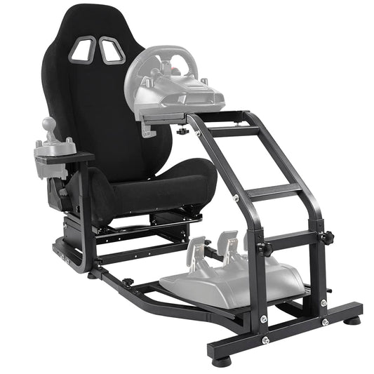Racing Simulator Cockpit Stand with Black Chair Adjustable Racing Wheel Stand Fits for Logitech/Thrustmaster G27 G29 G920, T300 T300RS T248, without Wheel Pedal and Shifter