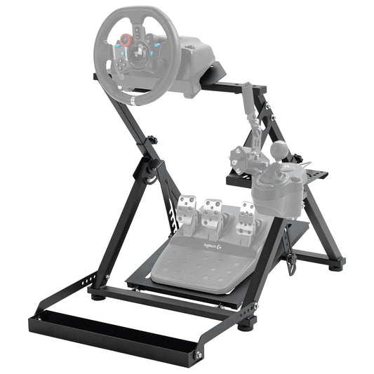 X-frame Racing Wheel Stand New Upgrade fit for Logitech, Thrustmaster, Fanatec G25 G27 G29 G920 G923 T128X T248 T300 T458 Adjustable Steering Wheel Frame without Wheel Pedal and Shifter