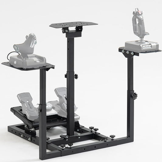 Flight Simulator Stand with Multiple Shift Panels Fit for Logitech,Thrustmaster,Fanatec,Hotas Warthog X52 X56 G29 G920 G923, Steering Wheel Frame, Not Included Wheel Pedal Shifter Joystick Seat