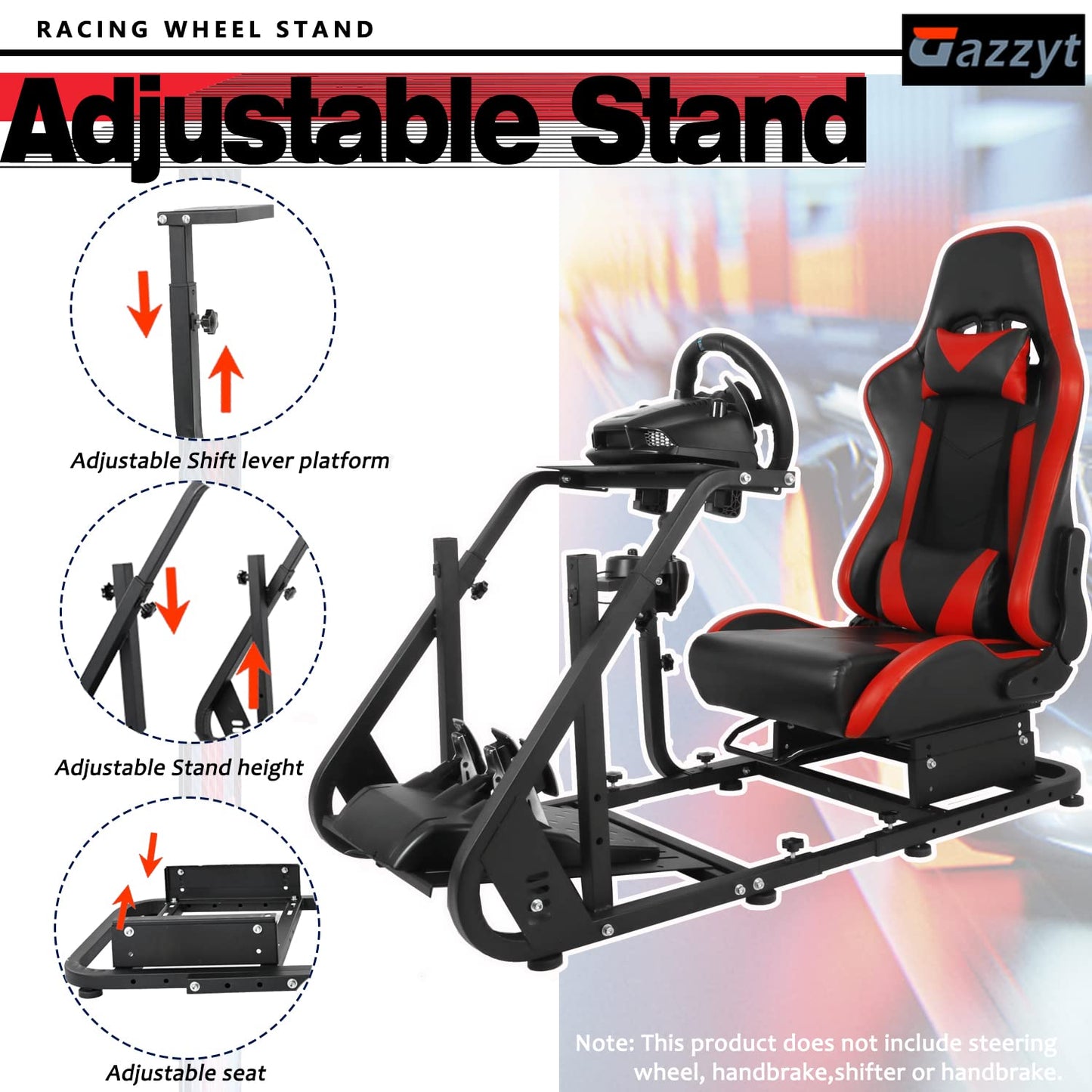 Racing Simulator Cockpit Adjustable Red Racing Seat with Installable Monitor Stand Section Fit for Logitech G29 G920 G923, Thrustmaster, Fanatec, Driving Wheel Stand without Wheel Pedal Shifter