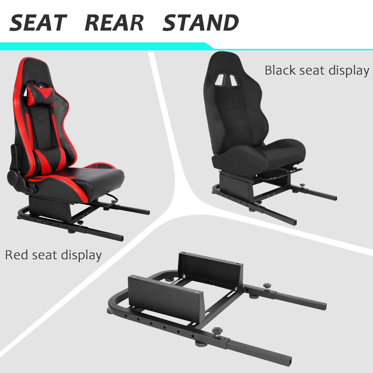 Seat Mounted Rear Stand for Racing Wheel Frame fit for Logitech G27 G29 G920 G923, Thrustmaster, Fanatec, without Seat