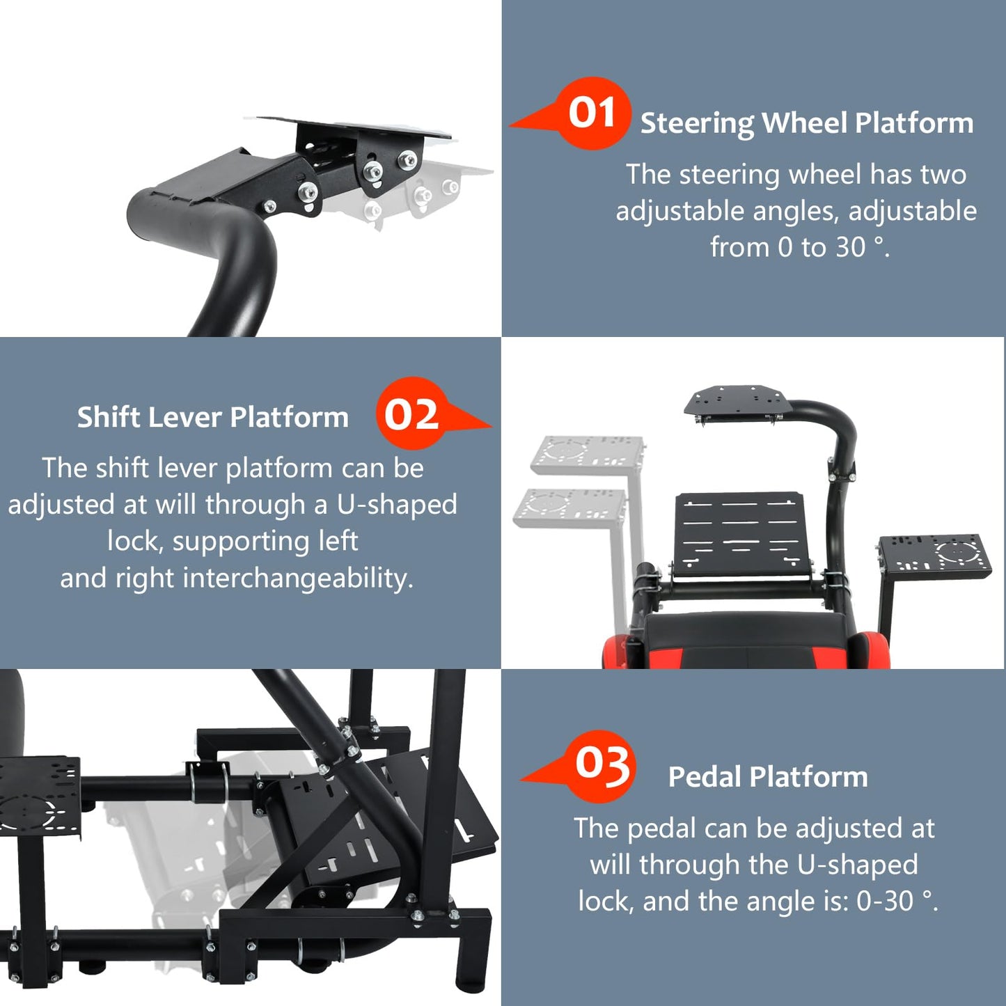 Racing Simulator Cockpit Stand with Monitor Stand Red Seat fit for G29 G27 G920 G923 Thrustmaster Fanatec Racing Wheel Frame TV&Shifter&Wheel&Pedals Not Included