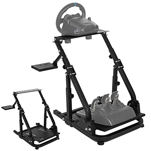 Racing Steering Wheel Stand with Double Reinforced Arm Fit for Logitech,Thrustmaster G29 G920 G923 T300 T300RS Foldable Ajustable Gaming Frame without Wheel Pedal and Shifter