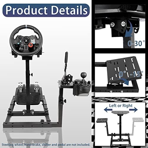 Flight Racing Wheel Stand 40mm Square Tube Fit for Logitech, Thrustmaster,Fanatec G29 G920 G923 T150 T248 T300 X52 X56 Adjustable Wheel,Pedal,Shifter and Handbrake Not Included