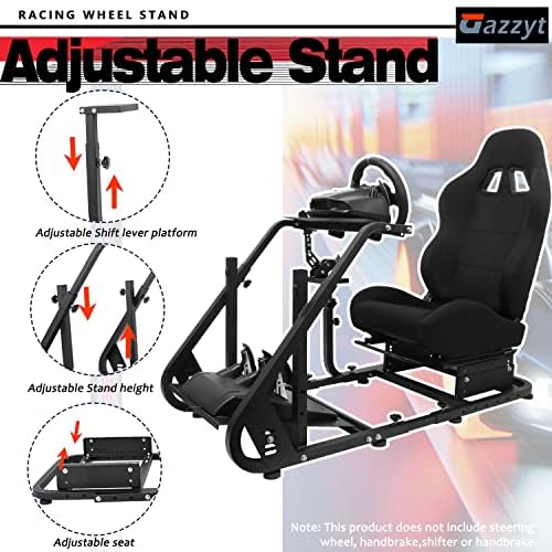 Racing Simulator Cockpit Adjustable Racing Seat with Monitor Arm Section Fit for Logitech G29 G920 G923, Thrustmaster, Fanatec, Sim Racing Cockpit without Wheel Pedal Shifter