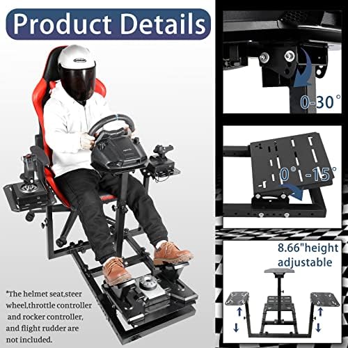 Flight Simulator Stand with Multiple Shift Panels Fit for Logitech,Thrustmaster,Fanatec,Hotas Warthog X52 X56 G29 G920 G923, Steering Wheel Frame, Not Included Wheel Pedal Shifter Joystick Seat