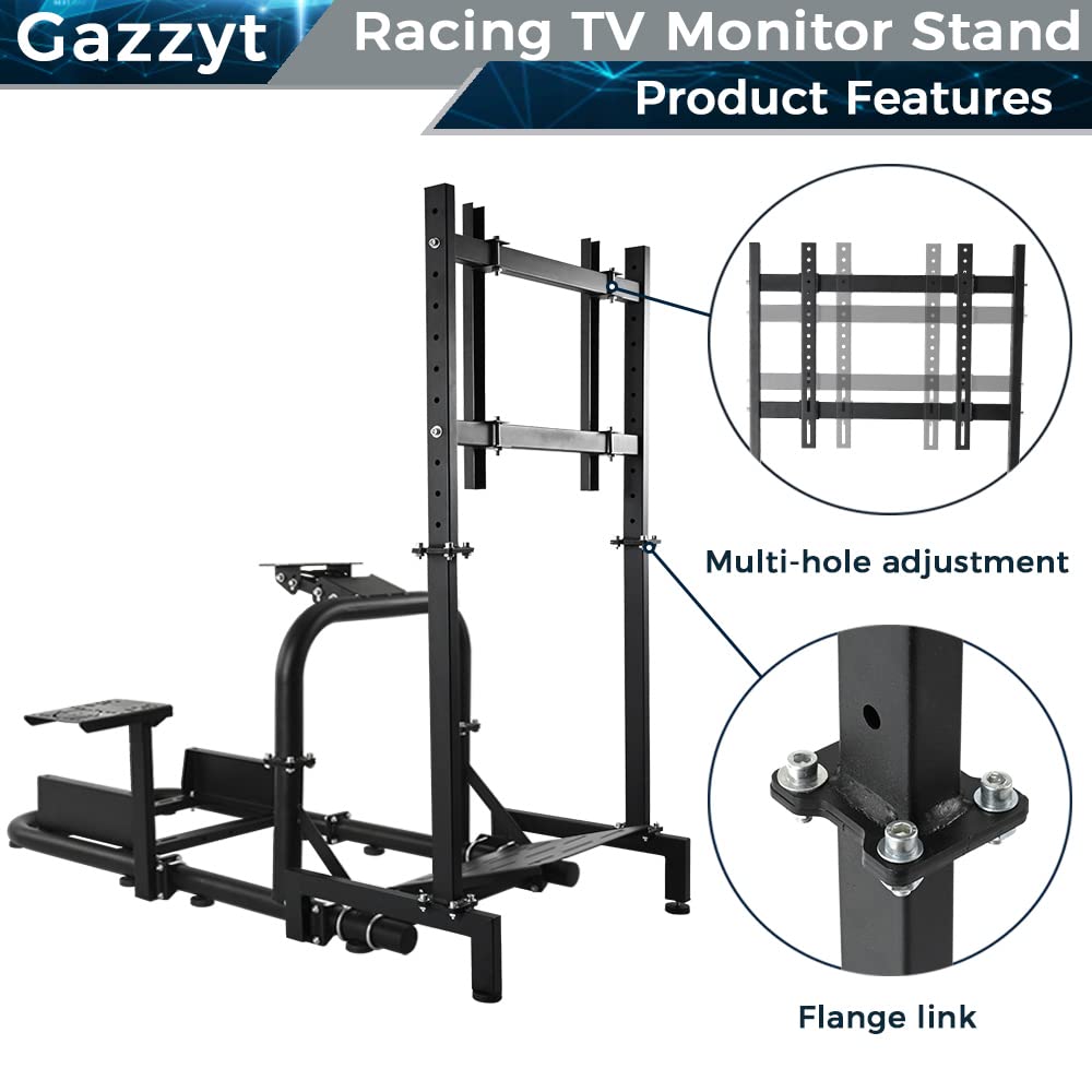 Racing Monitor Stand fit for Logitech Thrustmaster, Fanatec G25 G27 G29 T128X T248 T300 Large Round Tube Simulator Cockpit Without Wheel, Shift Lever, Pedals, Seat, TV and Racing Frame