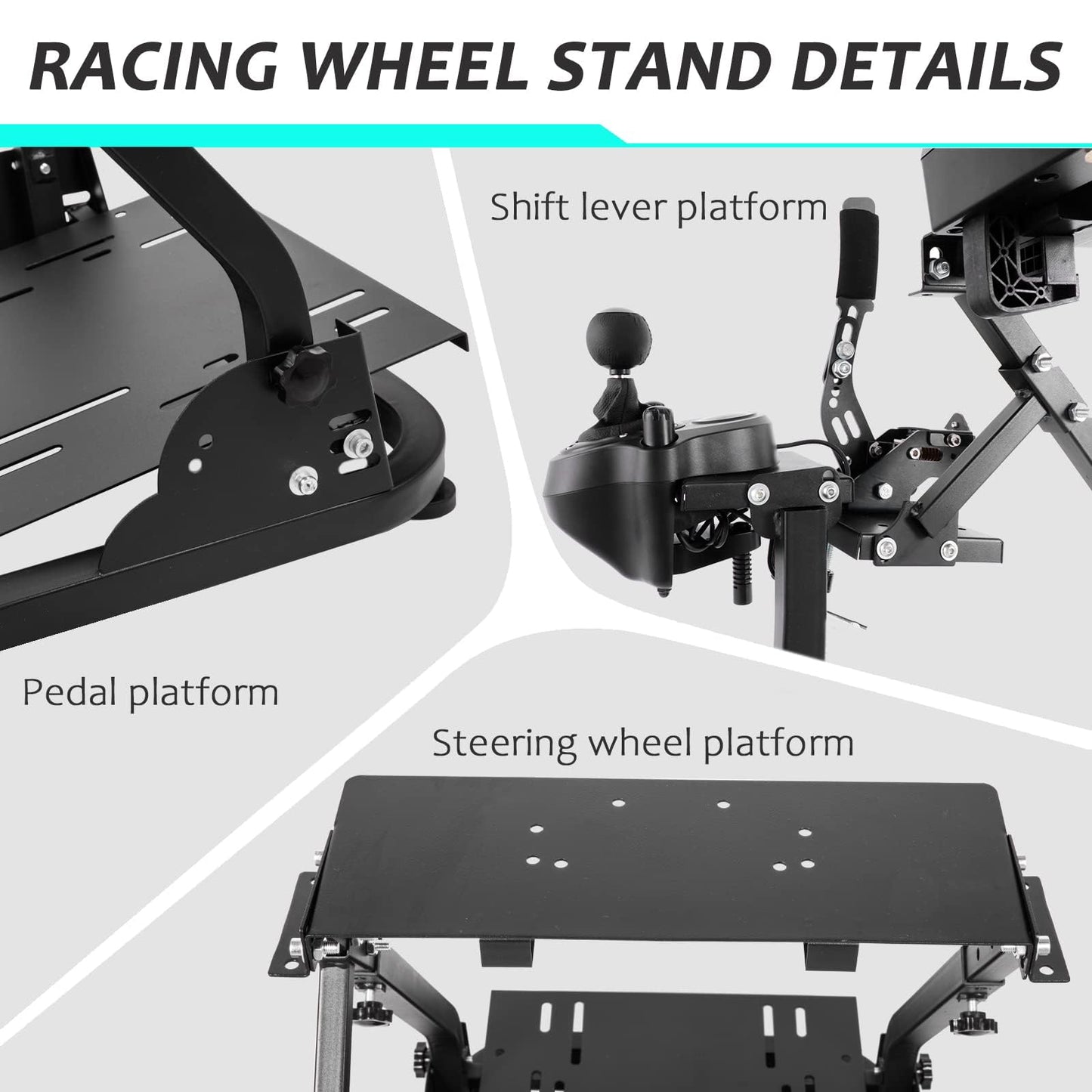 G920 Racing Steering Wheel with Double Shifter Foldable Fit for Logitech,Thrustmaster G29,G923,T150,T248 Wheel Stand Frame Driving Mount without Wheel Shifter and Pedal