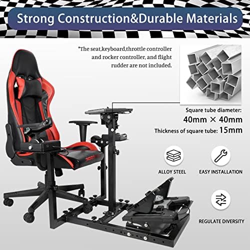 Flight Simulator Stand with Multiple Shift Panels Fit for Logitech,Thrustmaster,Fanatec,Hotas Warthog X52 X56 G29 G920 G923, Steering Wheel Frame, Not Included Wheel Pedal Shifter Joystick Seat