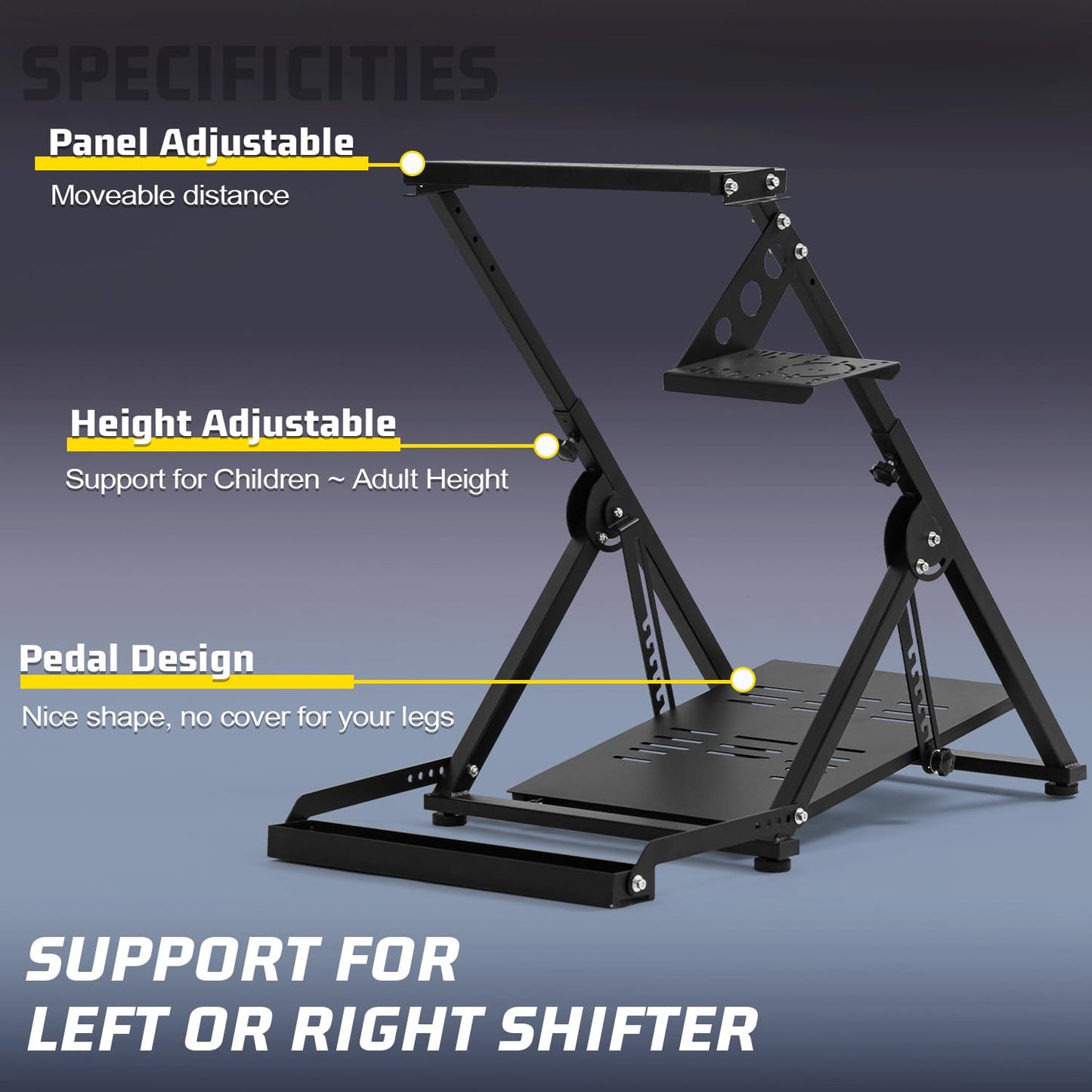Foldable Racing Steering Wheel Bracket X-shaped Structure Large Panel Stabilizer Mount Fits for Logitech, Thrustmaster, Fanatec G29/G920/G923/G PRO T128 T248 T458 Not Including Gaming Device