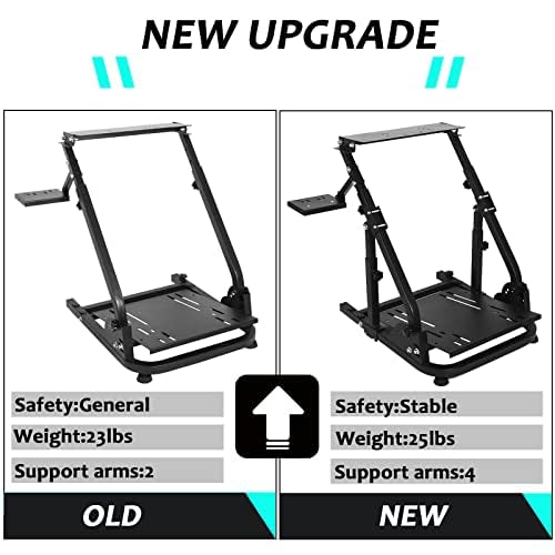 Racing Steering Wheel Stand with Double Reinforced Arm Fit for Logitech,Thrustmaster G29 G920 G923 T300 T300RS Foldable Ajustable Gaming Frame without Wheel Pedal and Shifter