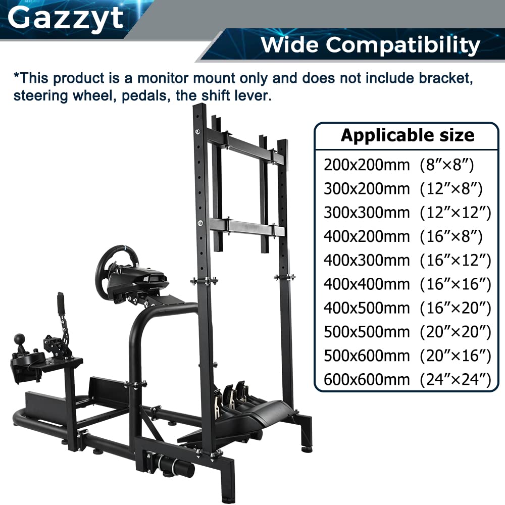 Racing Monitor Stand fit for Logitech Thrustmaster, Fanatec G25 G27 G29 T128X T248 T300 Large Round Tube Simulator Cockpit Without Wheel, Shift Lever, Pedals, Seat, TV and Racing Frame