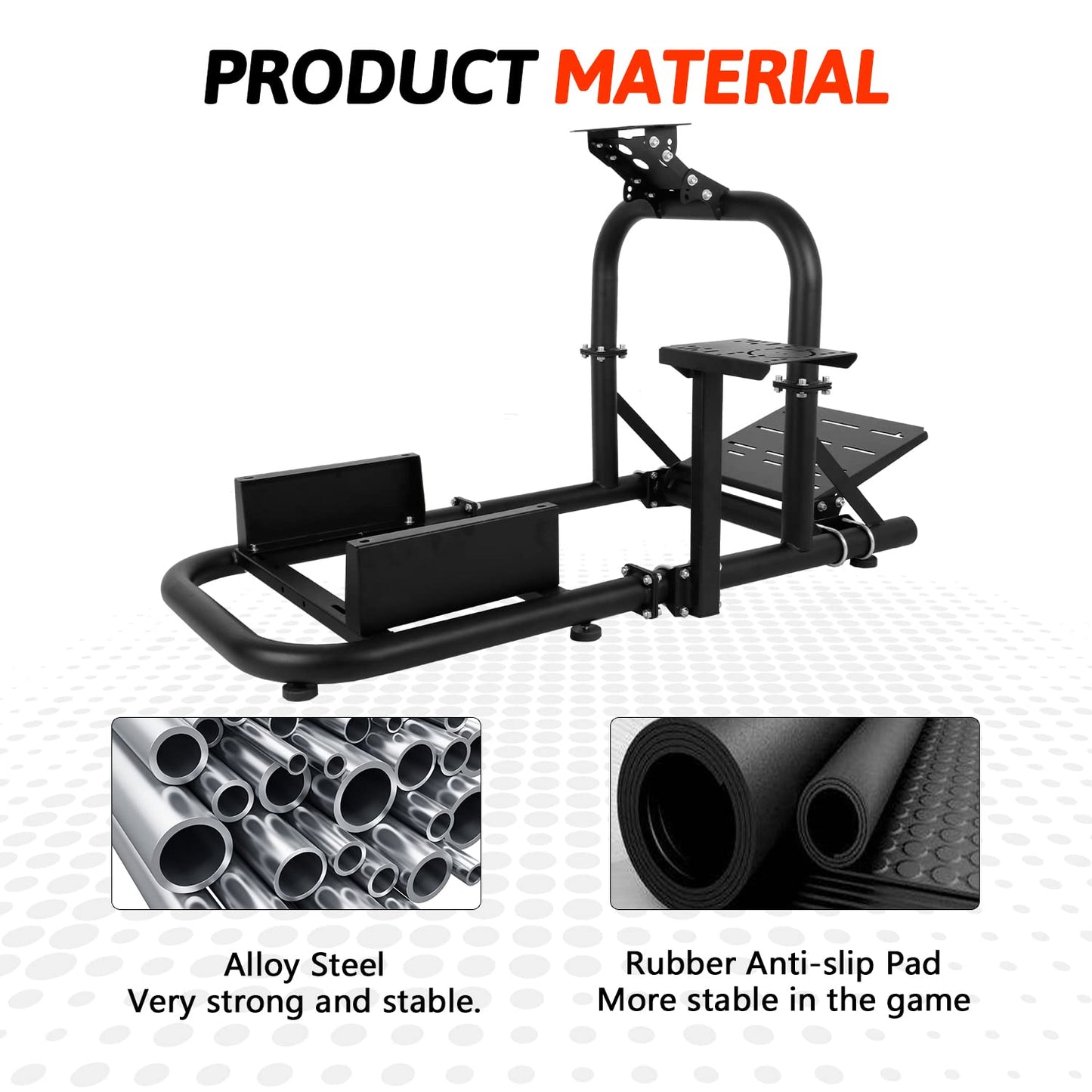 Racing Simulator Cockpit Vertical Structure 50mm Round Tube fit for Logitech,Thrustmaster,Fanatec,Moza G25 G27 G29 G920 T248 Adjustable without Wheel,Pedal,Shifter,handbrake,Seat