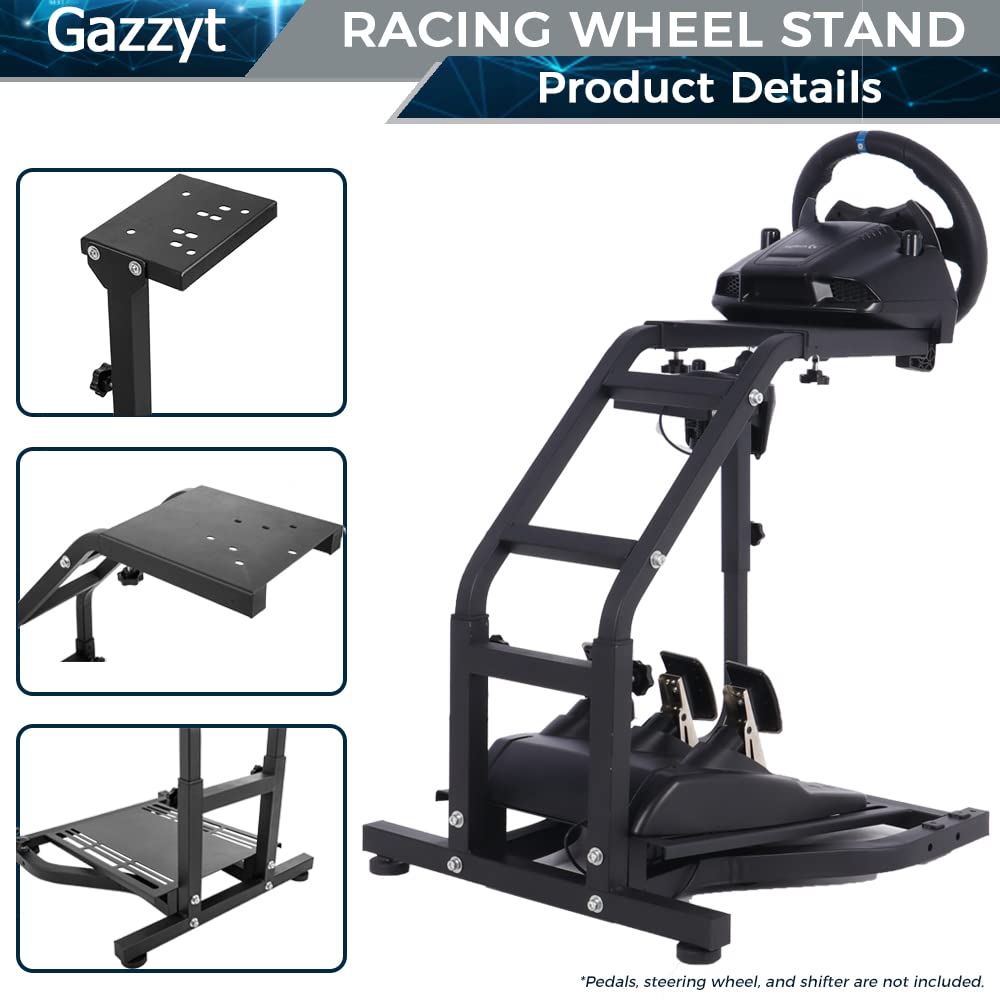 Racing Simulator Cockpit Large Footprint fit for Logitech,Thrustmaster G25 G27 G29 T128X T248 Adjustable Steering Wheel Stand Gaming Steering Wheel Bracket Wheel Shifter,Pedals Not Inclued