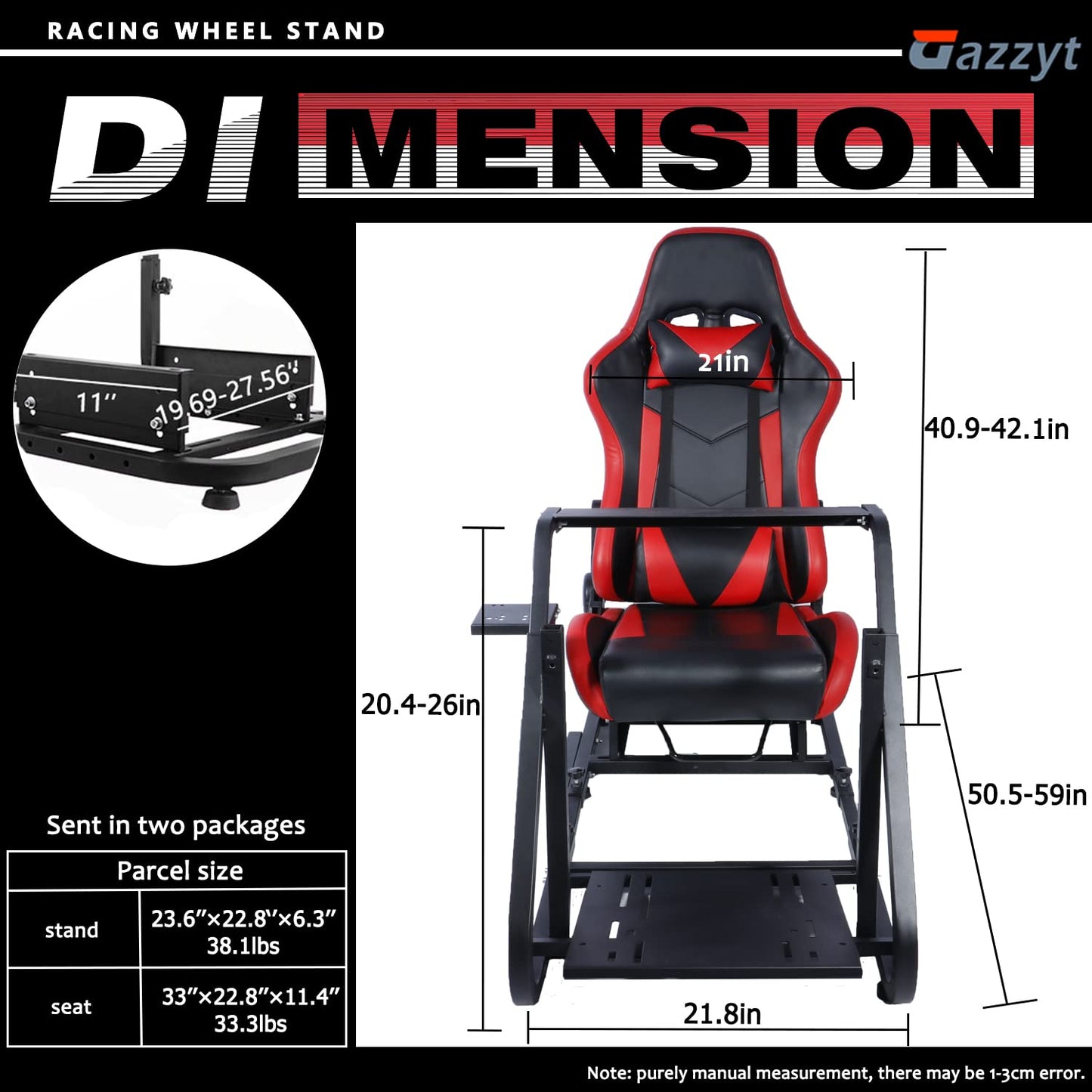 Racing Simulator Cockpit Adjustable Red Racing Seat with Installable Monitor Stand Section Fit for Logitech G29 G920 G923, Thrustmaster, Fanatec, Driving Wheel Stand without Wheel Pedal Shifter