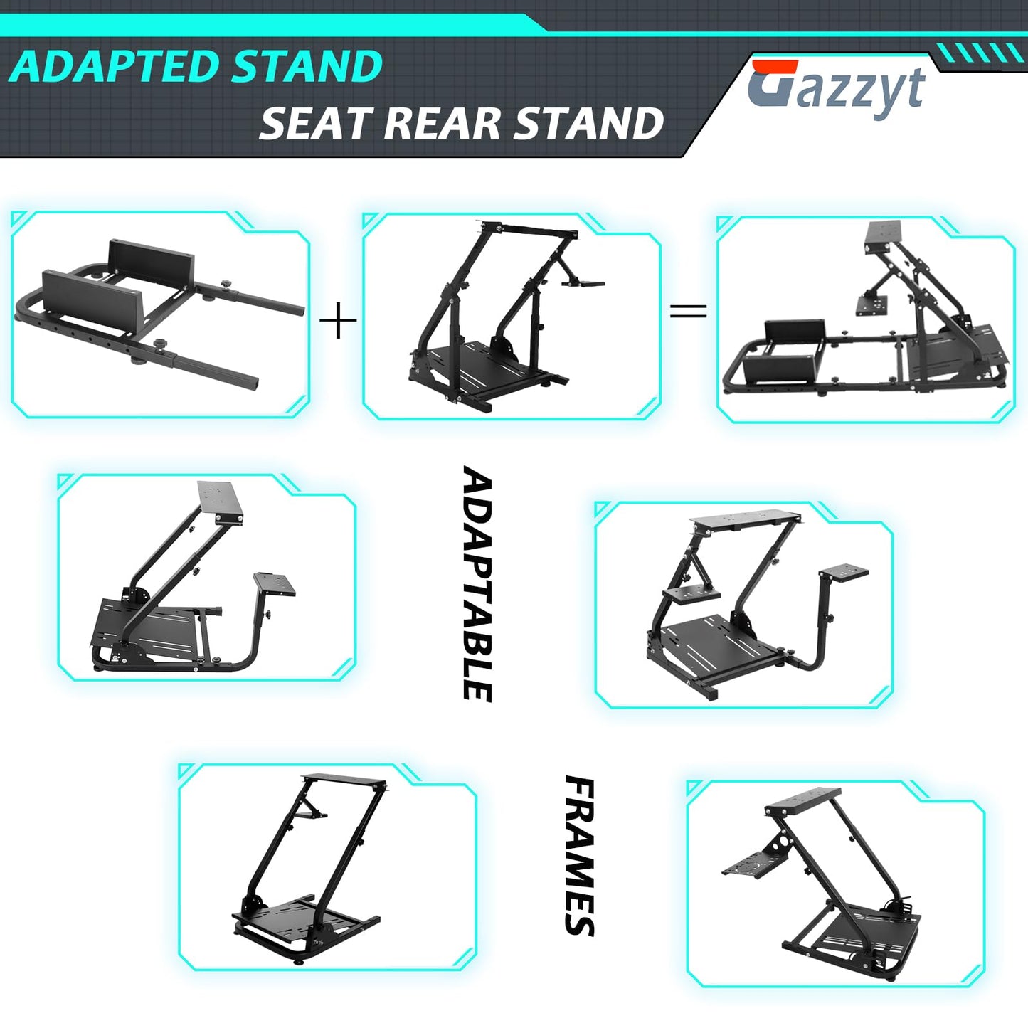 Seat Mounted Rear Stand for Racing Wheel Frame fit for Logitech G27 G29 G920 G923, Thrustmaster, Fanatec, without Seat