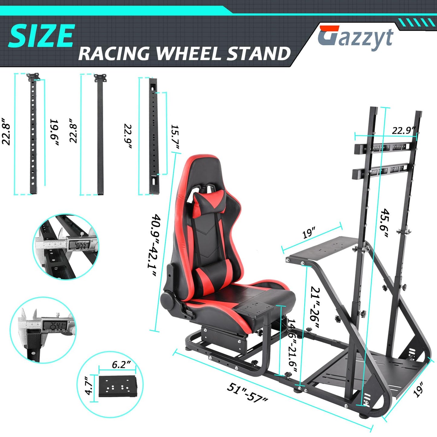 Racing Simulator Cockpit Adjustable Red Racing Seat with Monitor Stand fit for Logitech G27 G29, Thrustmaster, Fanatec, Driving Wheel Stand without TV Wheels Pedals Shifter