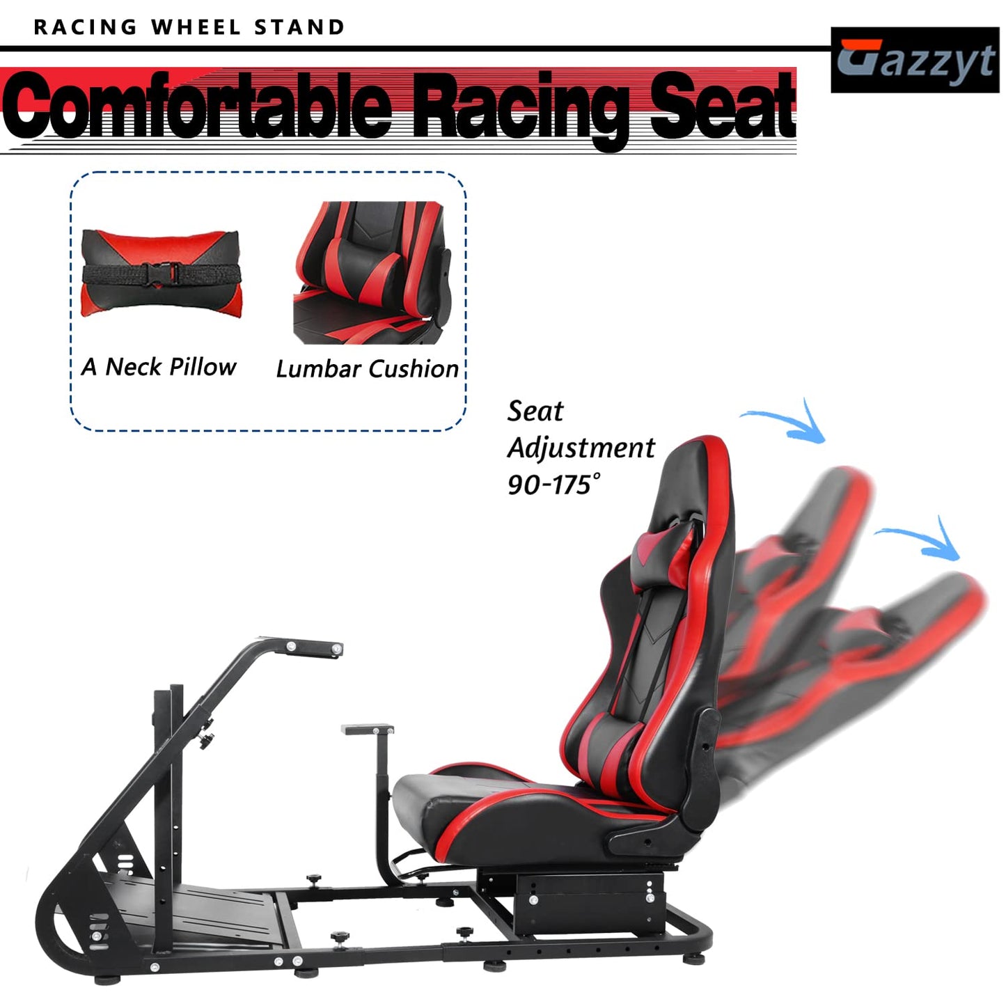 Racing Simulator Cockpit Adjustable Red Racing Seat with Installable Monitor Stand Section Fit for Logitech G29 G920 G923, Thrustmaster, Fanatec, Driving Wheel Stand without Wheel Pedal Shifter