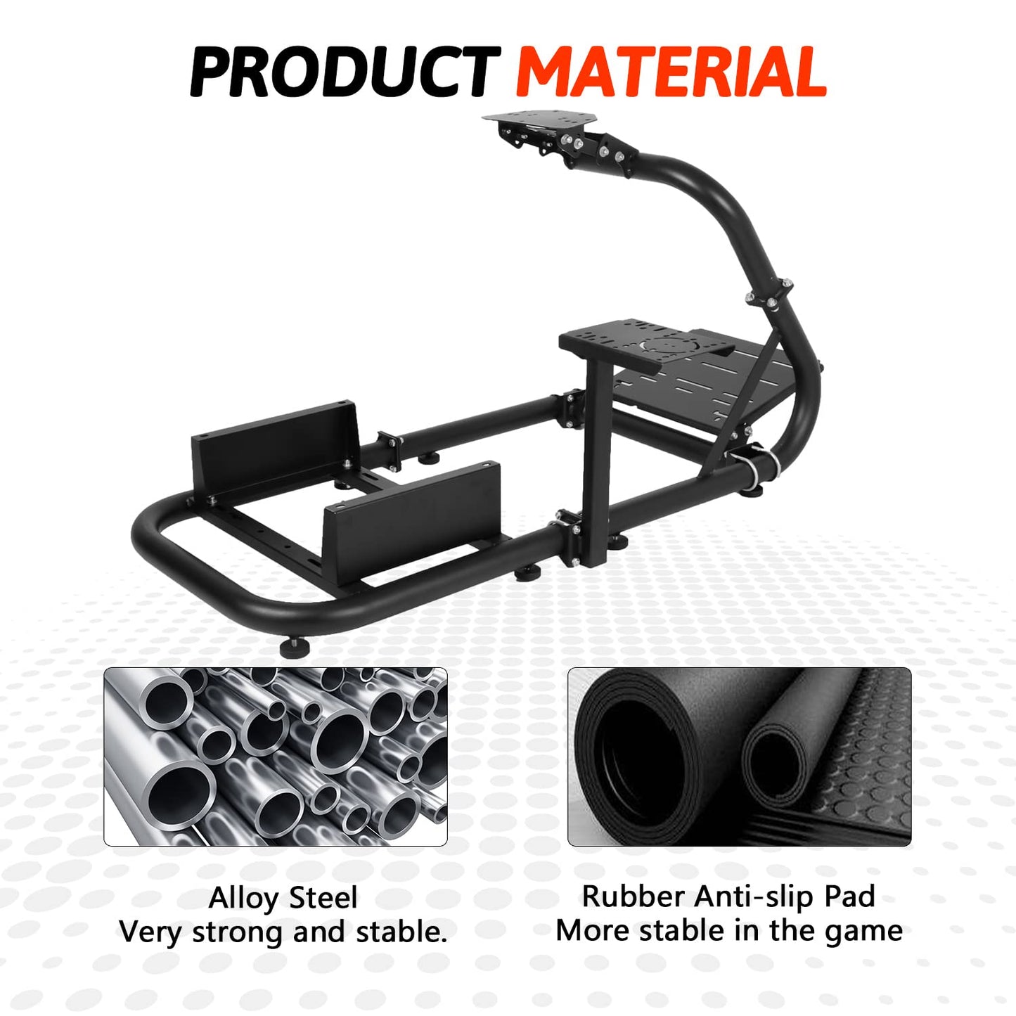 Racing Simulator Cockpit 50mm Single Arm Round Tube fit for Logitech,Thrustmaster,Fanatec G25 G27 G29 G920 G923 T248 T300 T300RS Stable Wheel,Pedal,Shifter,handbrake,Seat Not Included