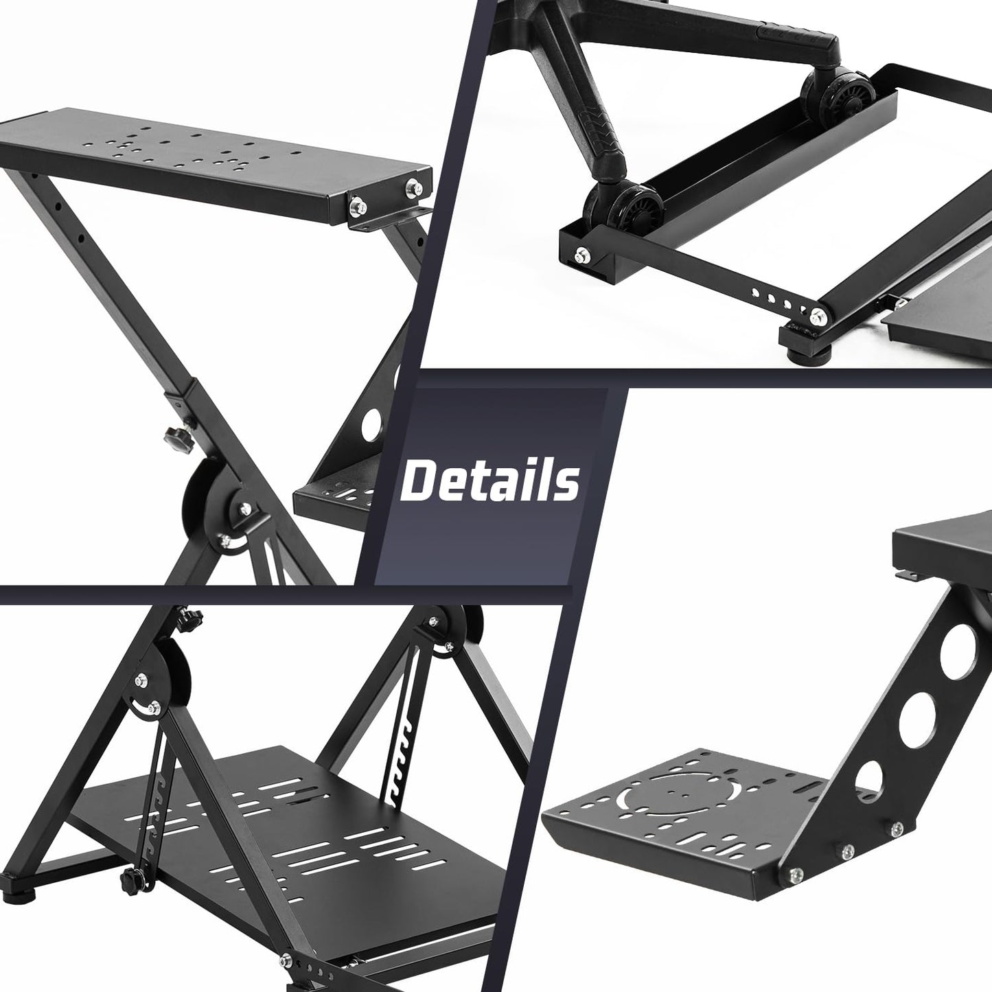 Foldable Racing Steering Wheel Bracket X-shaped Structure Large Panel Stabilizer Mount Fits for Logitech, Thrustmaster, Fanatec G29/G920/G923/G PRO T128 T248 T458 Not Including Gaming Device