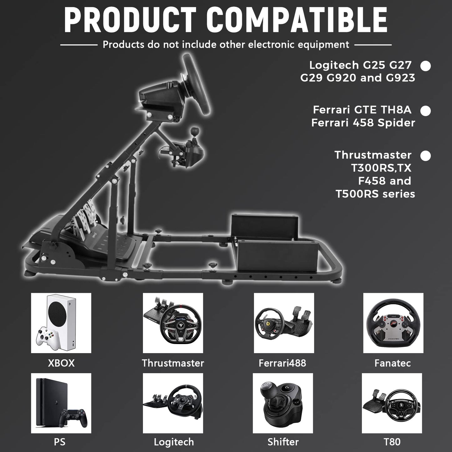 Adjustable Racing Simulator Cockpit Stand with Support Arms fit for Logitech G920 G27 G29 Thrustmaster T300RS T300 T248,Steering Wheel Shifter Pedal and Seat Not Included