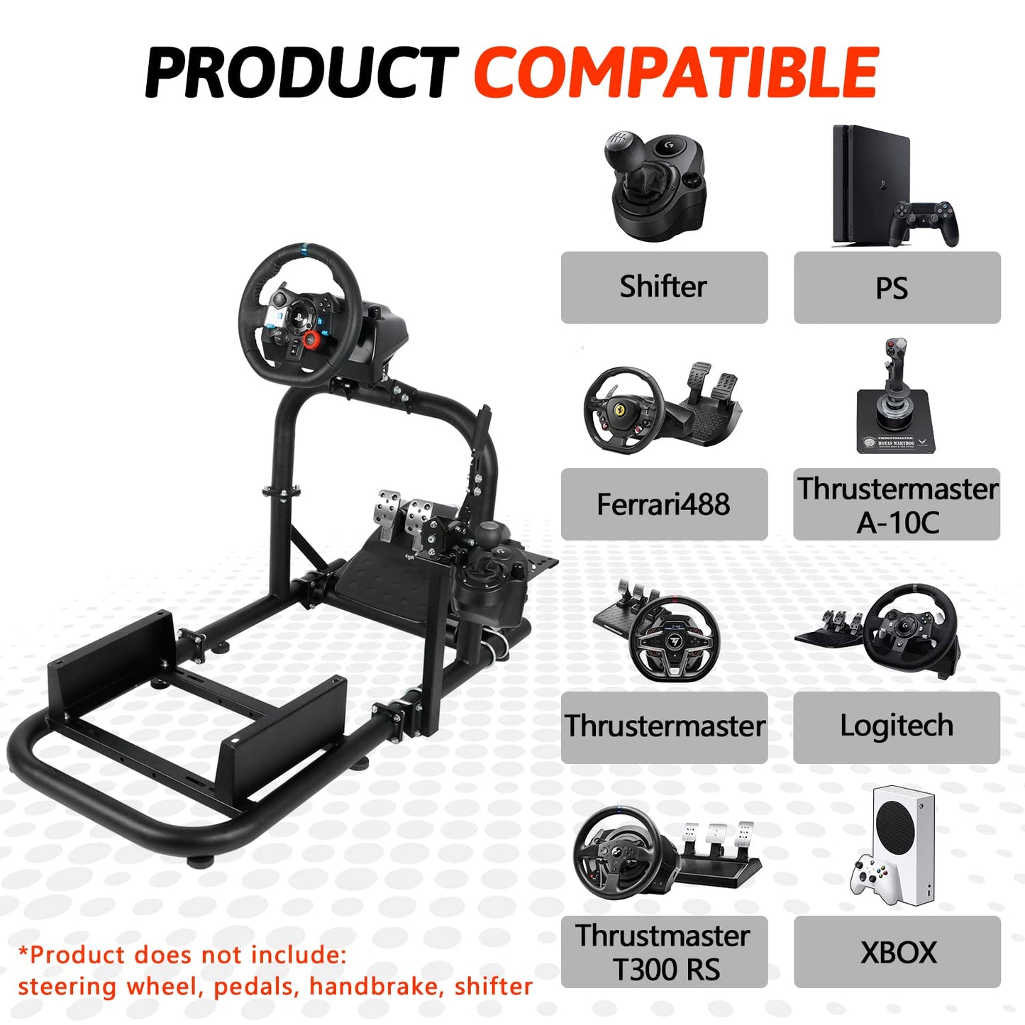 Racing Simulator Cockpit Vertical Structure 50mm Round Tube fit for Logitech,Thrustmaster,Fanatec,Moza G25 G27 G29 G920 T248 Adjustable without Wheel,Pedal,Shifter,handbrake,Seat