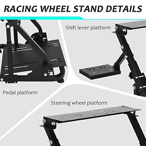 Racing Steering Wheel Stand with Double Reinforced Arm Fit for Logitech,Thrustmaster G29 G920 G923 T300 T300RS Foldable Ajustable Gaming Frame without Wheel Pedal and Shifter