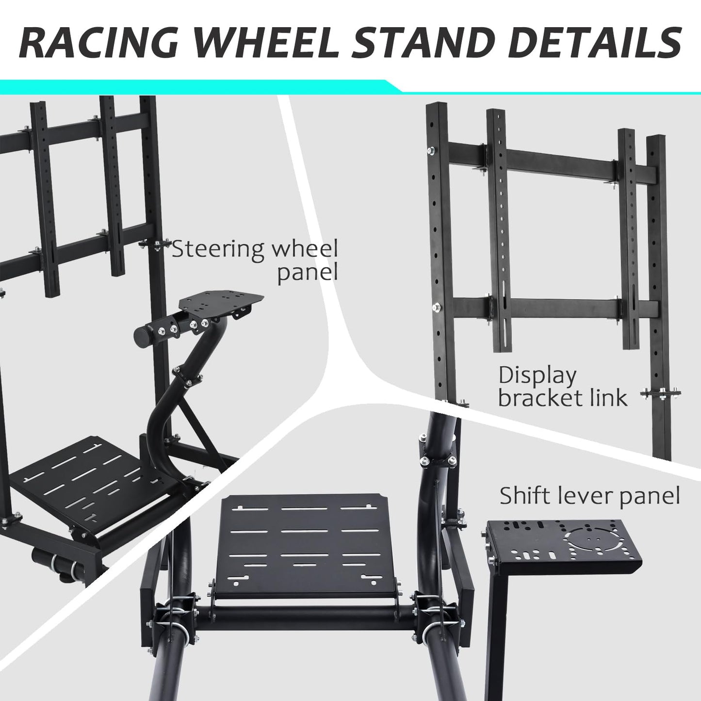 Racing Simulator Cockpit Stand with Monitor Stand Black Seat fit for G29 G27 G920 G923 Thrustmaster Fanatec Racing Wheel Frame TV&Shifter&Wheel&Pedals Not Included