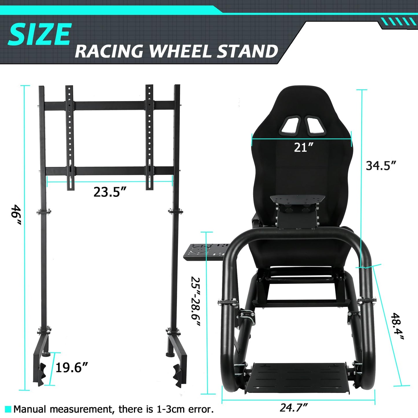 Racing Simulator Cockpit Black Racing Seat Stand with Monitor Mount Compatible with Logitech G27 G29 G920 G923 Thrustmaster Fanatec without TV Shifter Wheel Pedals