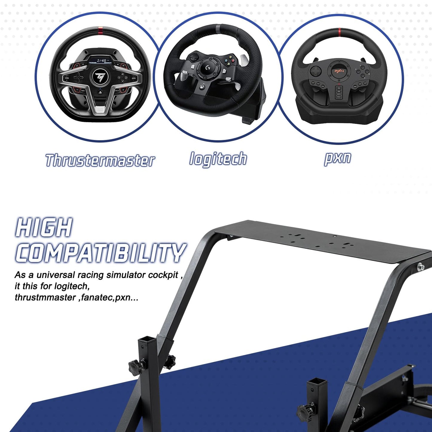Racing Simulator Cockpit 30mm Square Tube Fit for Logitech,Thrustmaster,Fanatec G29 G920 G923 Adjustable Driving Mount without Wheel Pedal Shifter Monitor Stand,TV