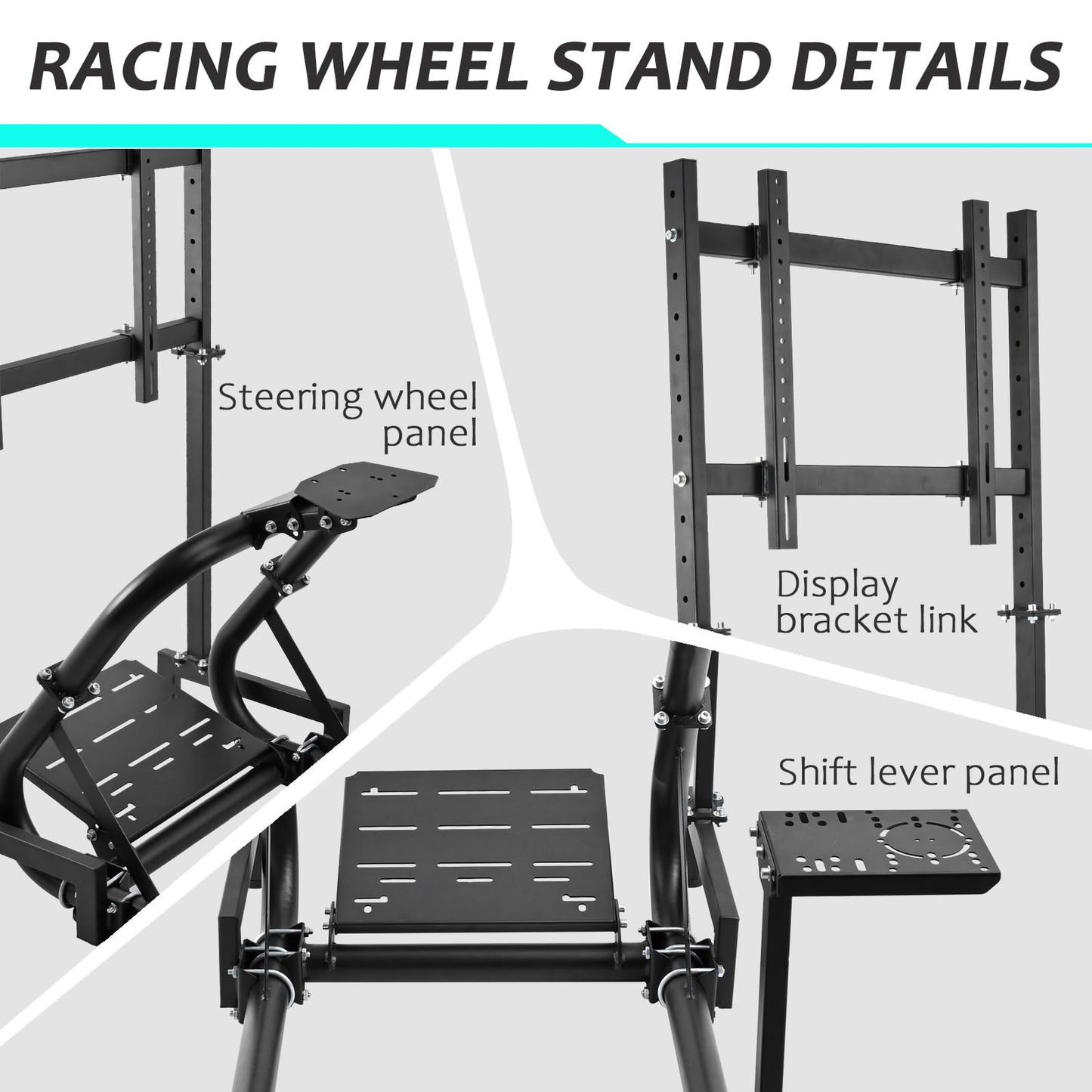 Racing Simulator Cockpit Black Racing Seat Stand with Monitor Mount Compatible with Logitech G27 G29 G920 G923 Thrustmaster Fanatec without TV Shifter Wheel Pedals