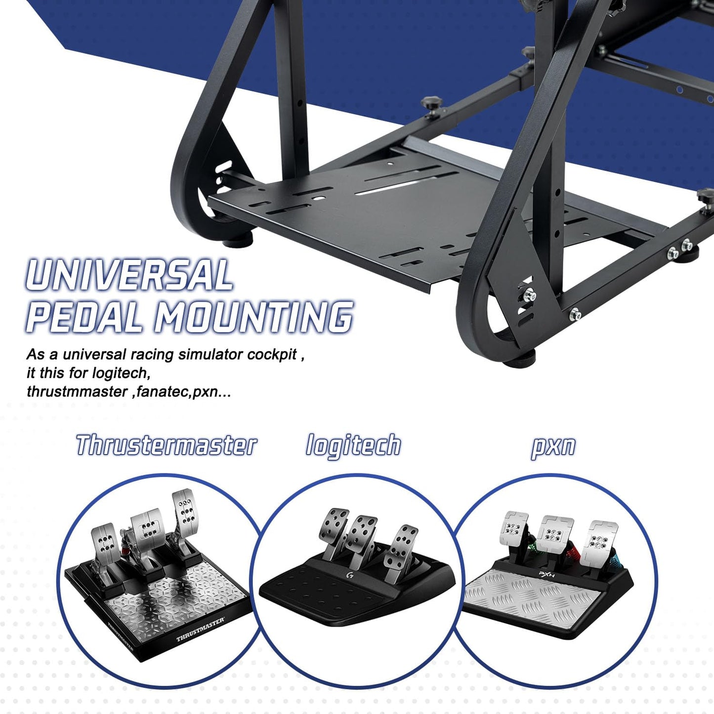 Racing Simulator Cockpit 30mm Square Tube Fit for Logitech,Thrustmaster,Fanatec G29 G920 G923 Adjustable Driving Mount without Wheel Pedal Shifter Monitor Stand,TV