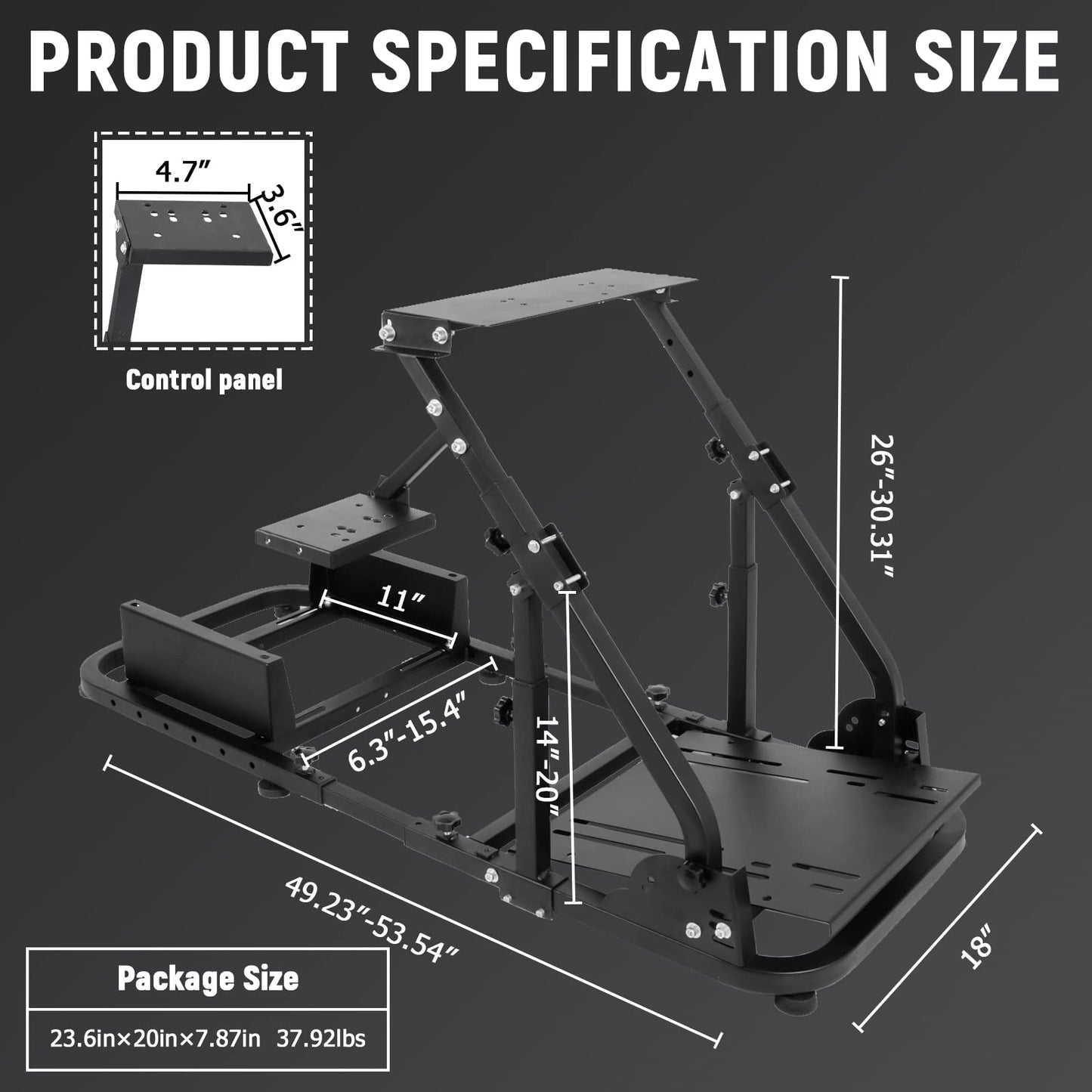 Adjustable Racing Simulator Cockpit Stand with Support Arms fit for Logitech G920 G27 G29 Thrustmaster T300RS T300 T248,Steering Wheel Shifter Pedal and Seat Not Included