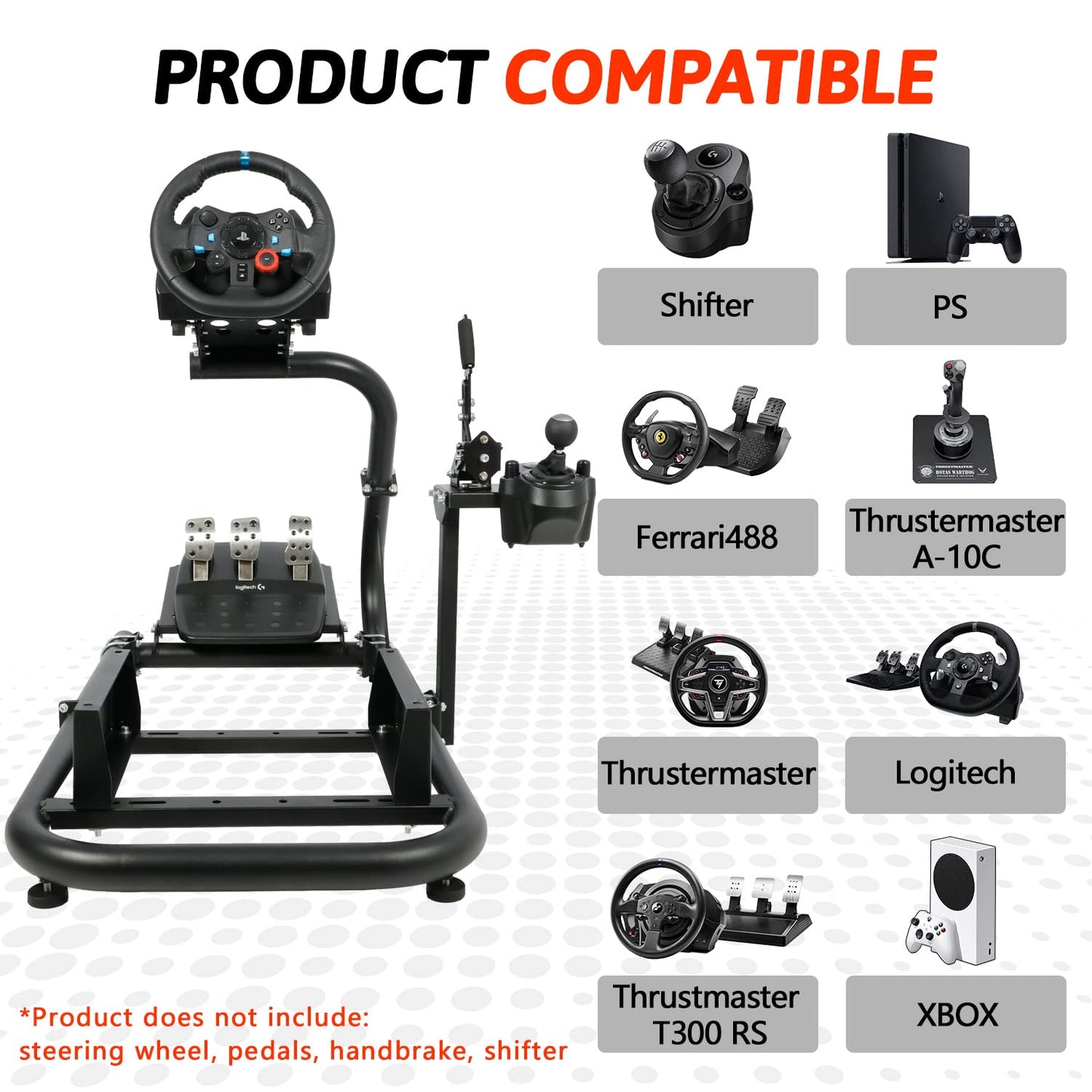 Racing Simulator Cockpit 50mm Single Arm Round Tube fit for Logitech,Thrustmaster,Fanatec G25 G27 G29 G920 G923 T248 T300 T300RS Stable Wheel,Pedal,Shifter,handbrake,Seat Not Included