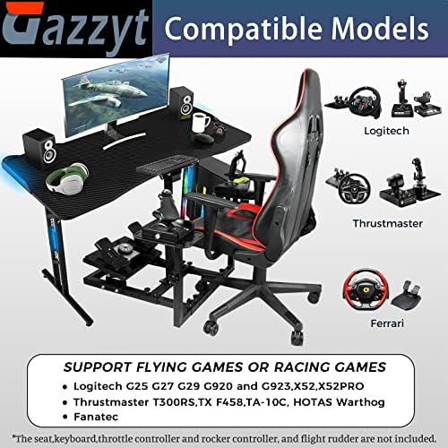 Flight Simulator Stand with Multiple Shift Panels Fit for Logitech,Thrustmaster,Fanatec,Hotas Warthog X52 X56 G29 G920 G923, Steering Wheel Frame, Not Included Wheel Pedal Shifter Joystick Seat