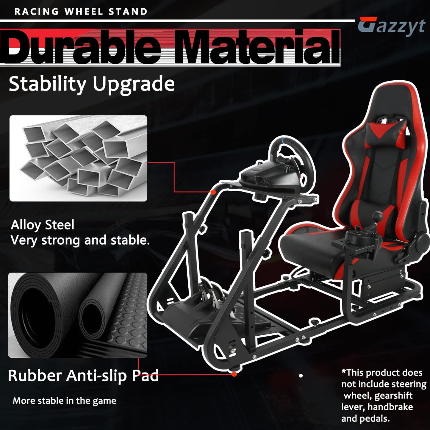 Racing Simulator Cockpit Adjustable Red Racing Seat with Installable Monitor Stand Section Fit for Logitech G29 G920 G923, Thrustmaster, Fanatec, Driving Wheel Stand without Wheel Pedal Shifter