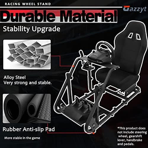 Racing Simulator Cockpit Adjustable Racing Seat with Monitor Arm Section Fit for Logitech G29 G920 G923, Thrustmaster, Fanatec, Sim Racing Cockpit without Wheel Pedal Shifter