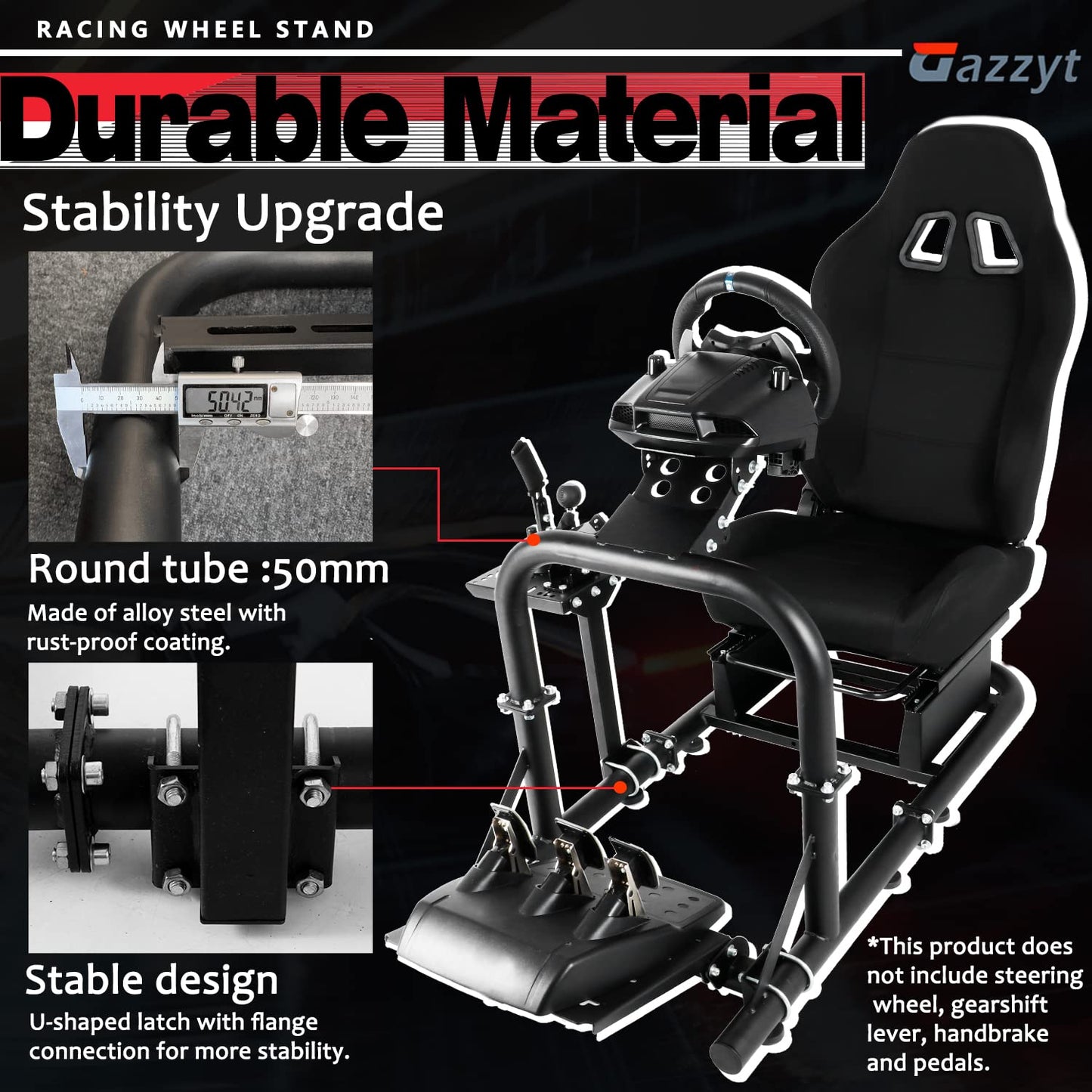 Upgrade Racing Simulator Cockpit Stand with Black Racing Seat fit for Logitech G27 G29 G923, Thrustmaster, Fanatec, Adjustable Wheel Stand,Handbrake&Shifter&Wheel&Pedal Not Included