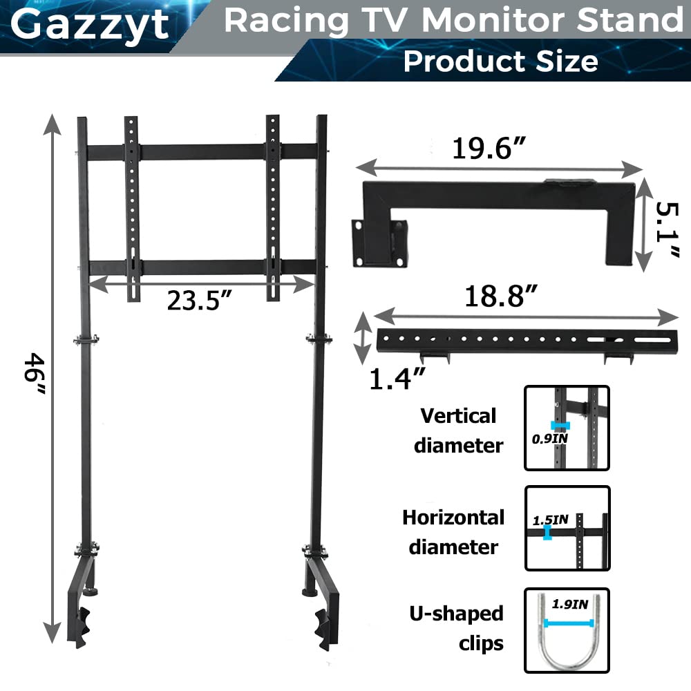 Racing Monitor Stand fit for Logitech Thrustmaster, Fanatec G25 G27 G29 T128X T248 T300 Large Round Tube Simulator Cockpit Without Wheel, Shift Lever, Pedals, Seat, TV and Racing Frame