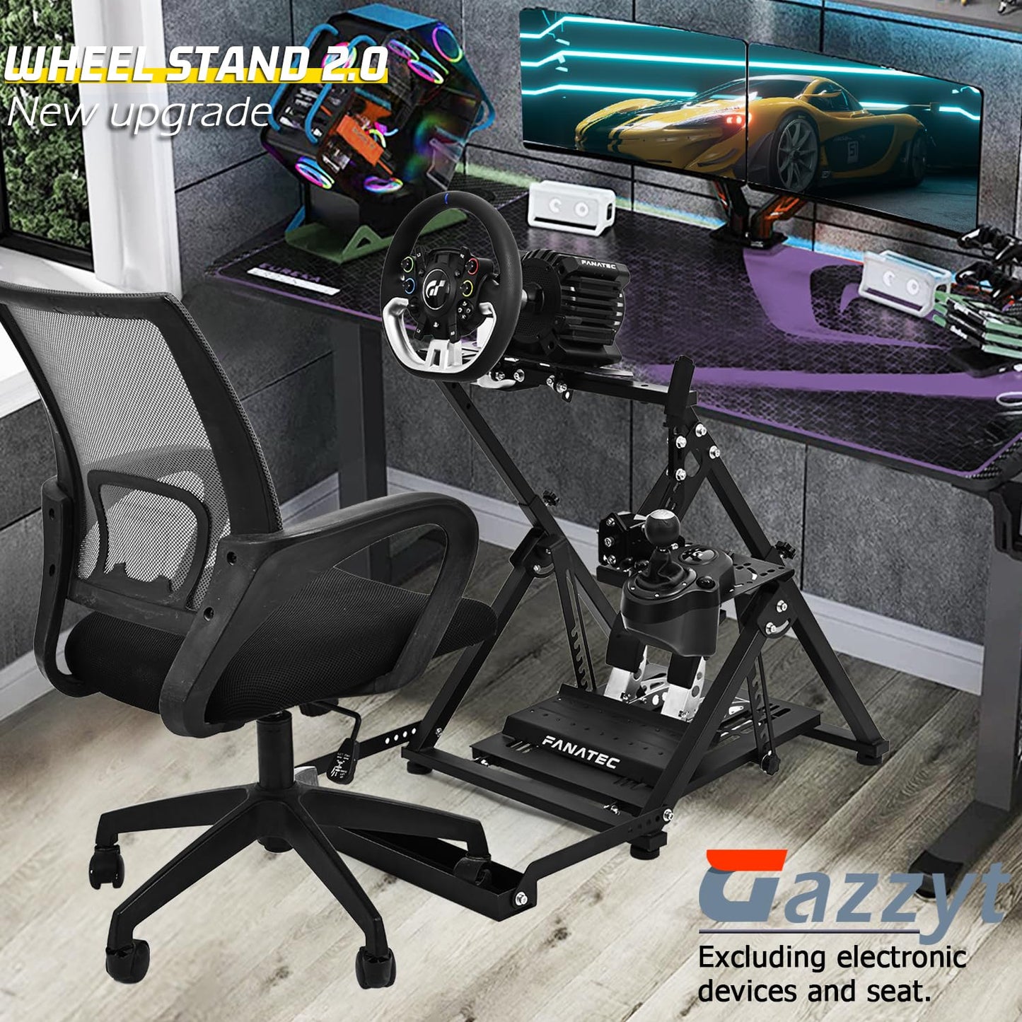 X-frame Racing Wheel Stand New Upgrade fit for Logitech, Thrustmaster, Fanatec G25 G27 G29 G920 G923 T128X T248 T300 T458 Adjustable Steering Wheel Frame without Wheel Pedal and Shifter